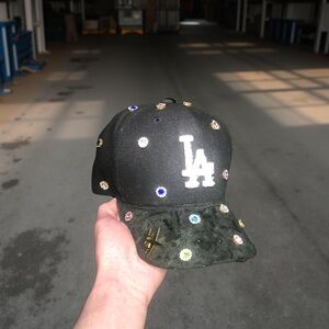 Distressed gem LA new era onyx black SnapBack